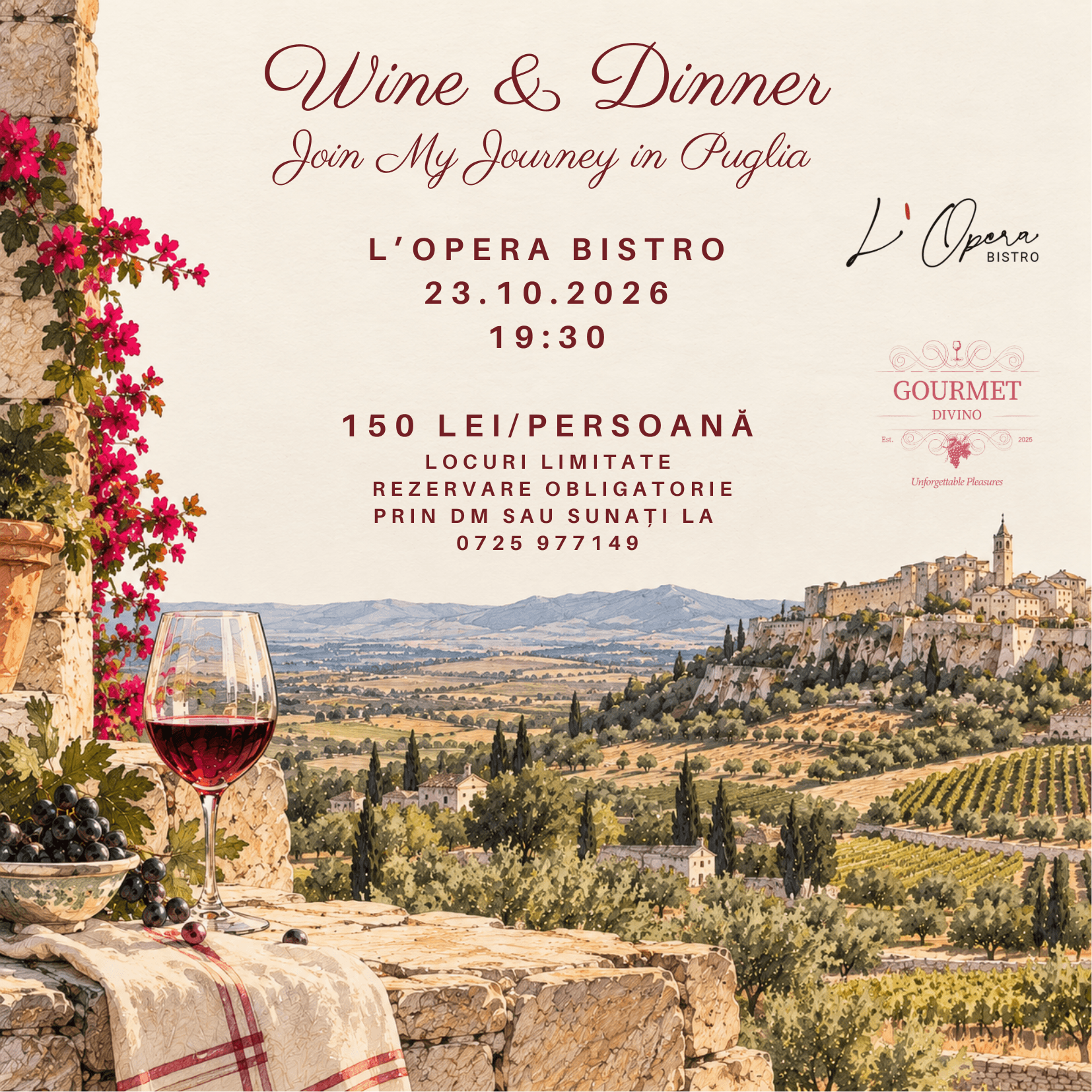 Afișul degustării: Join My Journey in Puglia