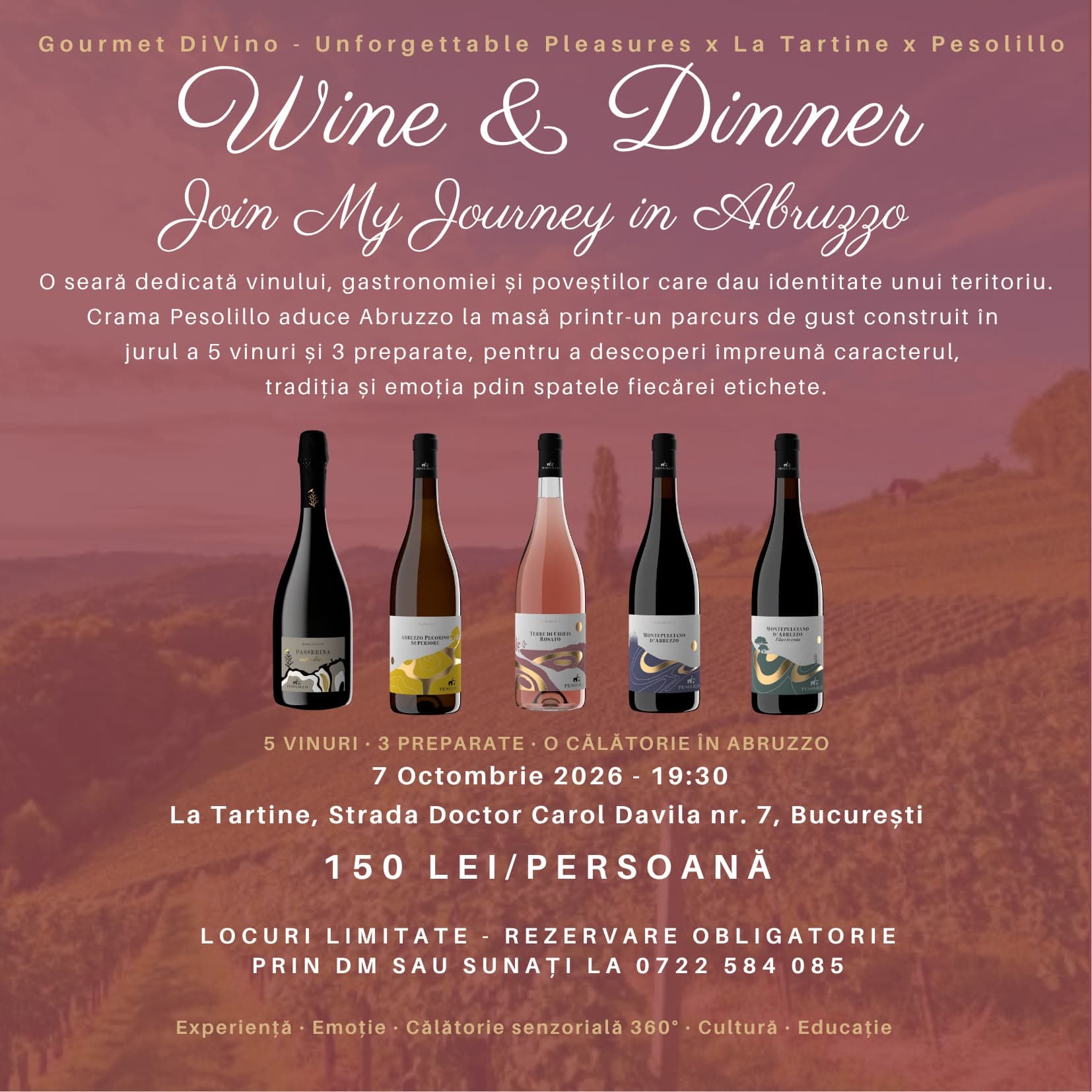 Afișul degustării: Wine & Dinner – Join My Journey in Abruzzo